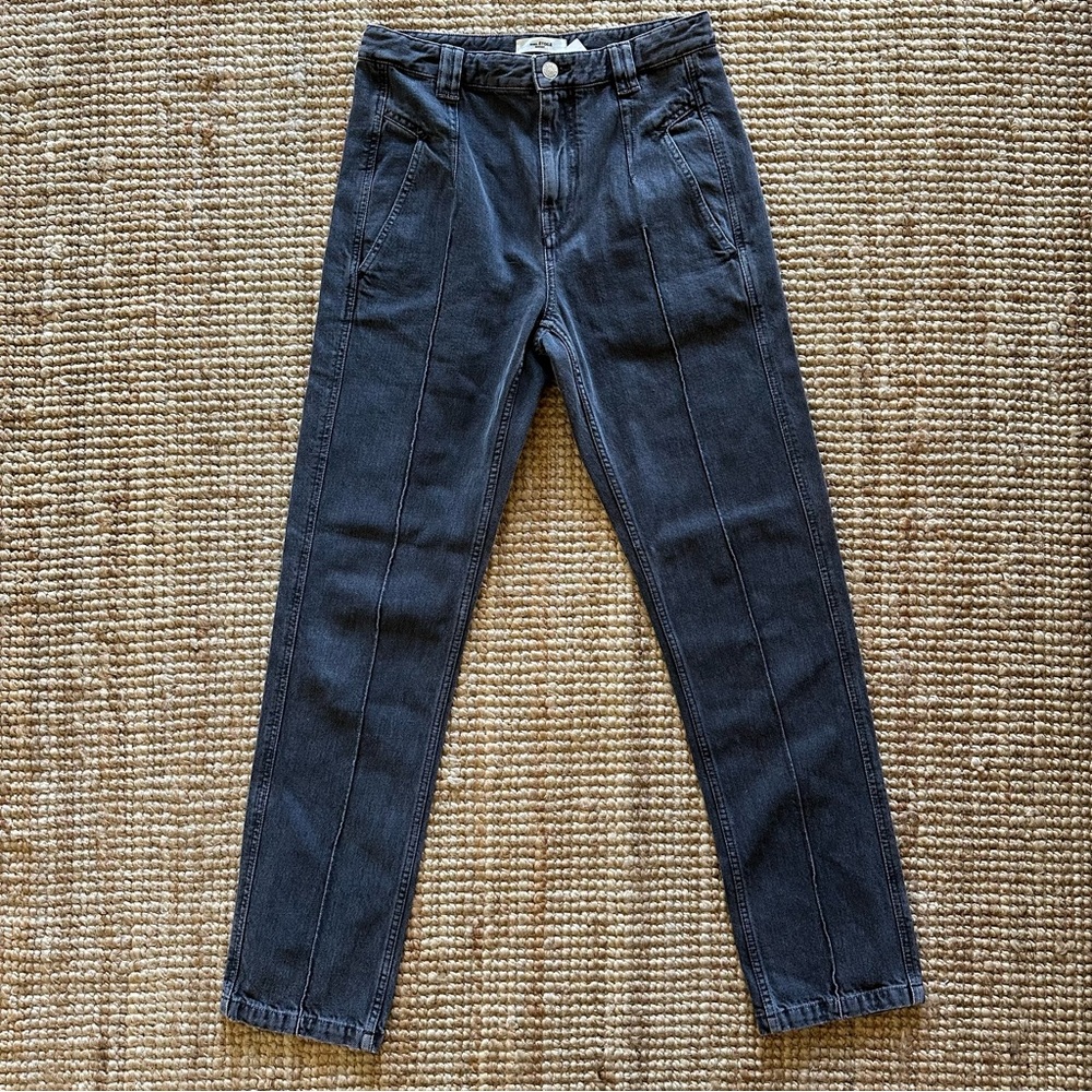 Isabel Marant Tijackom Washed Black Front-Seam Straight Leg Jeans Size 42 NWT